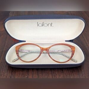 LAFONT-ISSY & LA CEPENDANT 5122 HAVANA EYEGLASSES W/CASE 50-16
